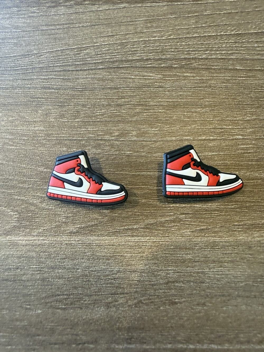 2 Retro Sneaker Shoe Charms Red Accessories Fits Crocs Wristbands